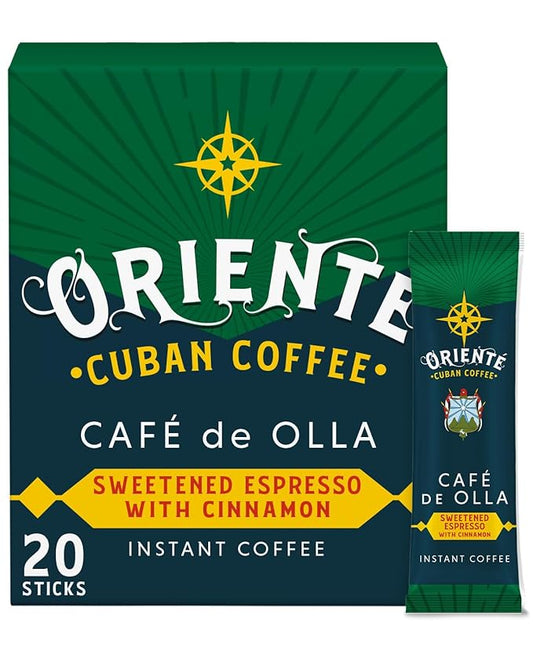 Oriente Dark Roast Instant Coffee, 20 ct, Sweetened Espresso ??100% Arabica Coffee, Instant Hot or Iced Coffee - Just add water