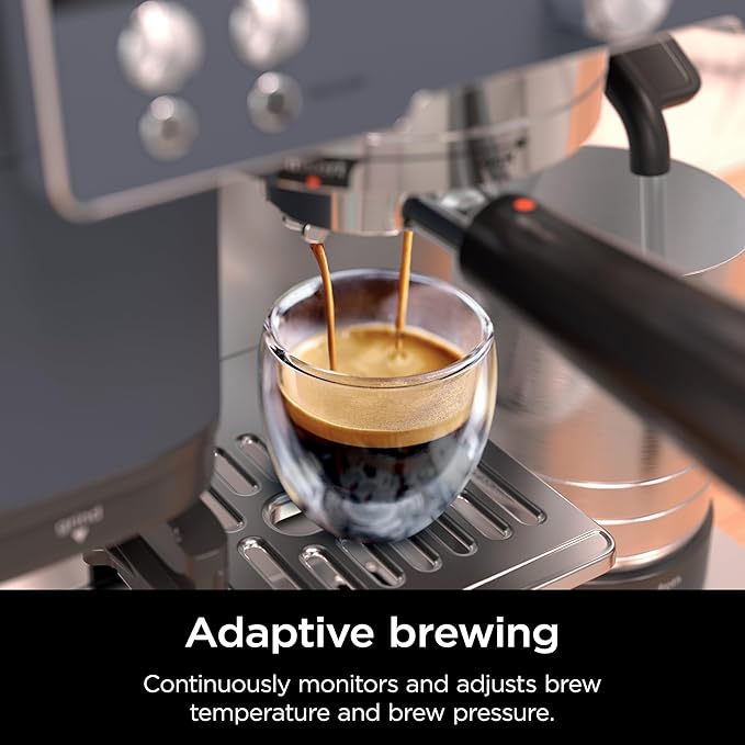 Ninja Luxe Caf챕 Premier Series, Espresso Machine, Drip Coffee Maker & Rapid Cold Brew, Integrated Grinder, Assisted Tamper, Hands-Free Frother, for Cappuccinos & Lattes, Cyberspace, ES601CY