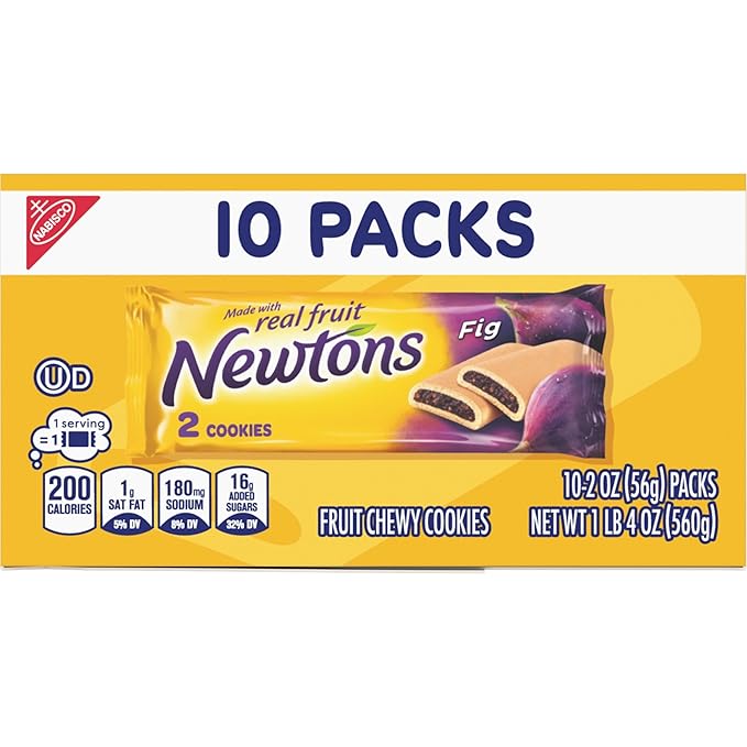 Newtons Fig Bars, Soft Fruit Chewy Cookies, 40 Snack Packs (2 Cookies Per Pack, 4 Boxes)