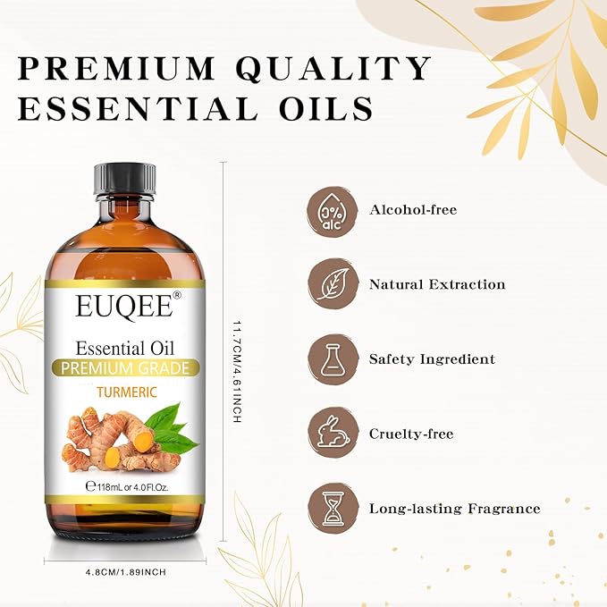 Turmeric Essential Oil 118 ml Pure Turmeric Essential Oil for Diffusers, Candle Making, DIY Soap - 4Fl. Oz