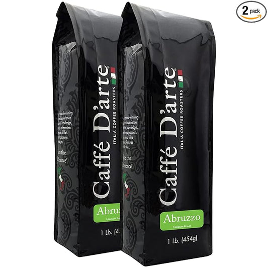 Caffe D'arte Abruzzo Ground Coffee, Medium Roast, Earthy & Winey Notes, Crafted for Drip, 1 Pound Bag, Pack of 2 ??Fresh Roasted in Seattle