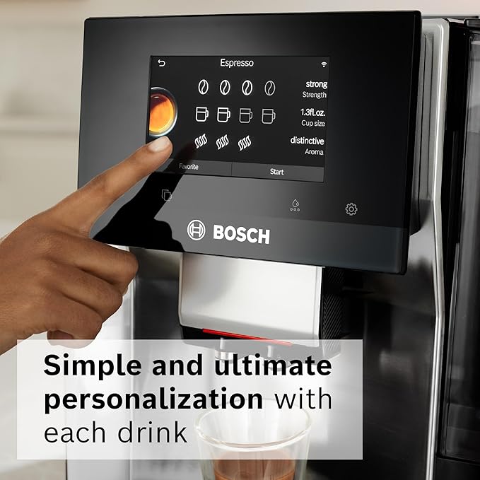 Bosch 800 Series Fully Automatic Espresso and Coffee Machine ??36 Drinks with Coffee World, Cold Brew, Double Cup, Integrated Milk Container, Smart Features, in Silver TQU60307