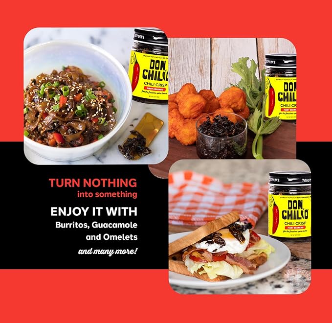 Don Chilio Mexican Chile Crisp Variety Bundle, 5 oz., 3 Pack – Crunchy Sliced Habanero, Jalapenos & Serrano Fried Chili Peppers in Hot Seasoned 100% Olive Oil – Keto-Friendly, Vegan, Gluten Free