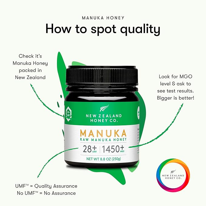 New Zealand Honey Co. Raw Manuka Honey UMF 28+ | MGO 1450+, UMF Certified / 8.8oz