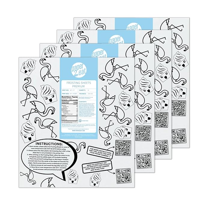 paper2eat Frosting Sheets Premium 8.5” x 11” - 96 count - White Edible Icing Sheets