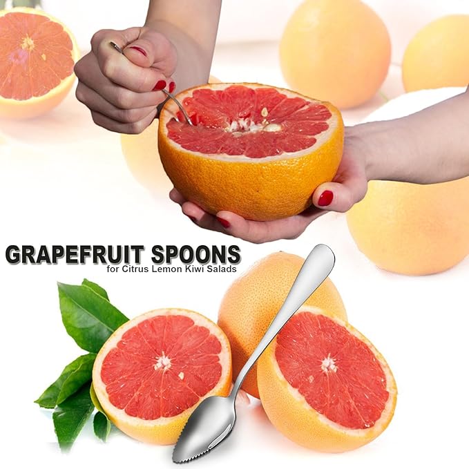 Grapefruit Spoon Knife Serrated Edge Stainless Steel Fruit Knife Grapefruit Utensils Tool Dessert Spoons for Citrus Lemon Kiwi Melon Pitaya Apple Fruit Puree