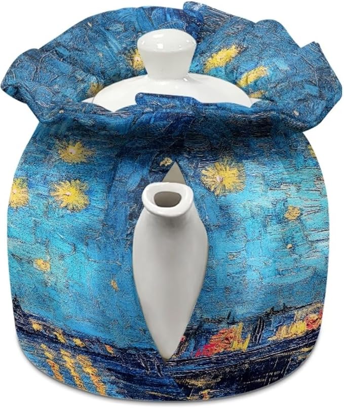 Starry Night Teapot Protector Decorative Dust Proof Teapot Cover with Insulation Pad to Keep Tea Warm for Home Kitchen Table Hotel Tea Party Restaurant