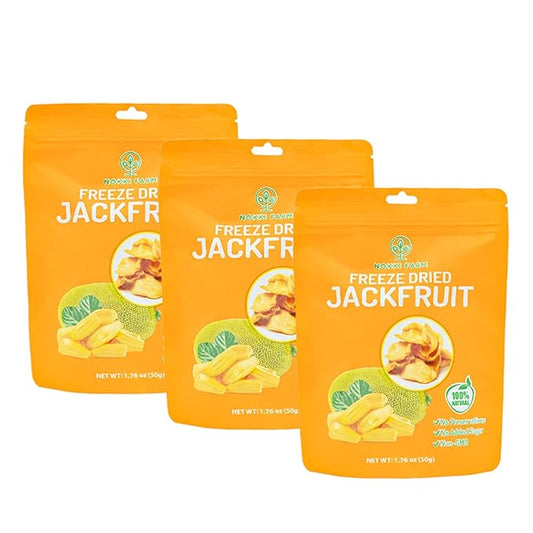 NOKKI FARM Freeze Dried Jackfruit - Healthy & Exotic Tropical Superfood Snacks, No Added Sugar or Preservatives, Kid-Approved, Shelf-Stable & Portable for On-The-Go Snacking - 1.76 Oz (Pack of 3)