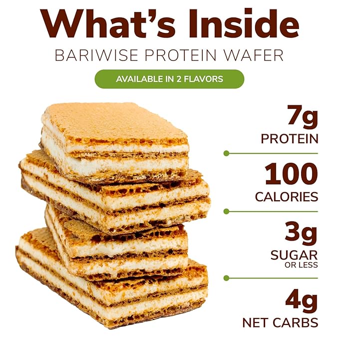 BariWise Protein Wafer Bar, Chocolate Hazelnut, High Fiber, Low Carb Keto Friendly Snack (8ct)