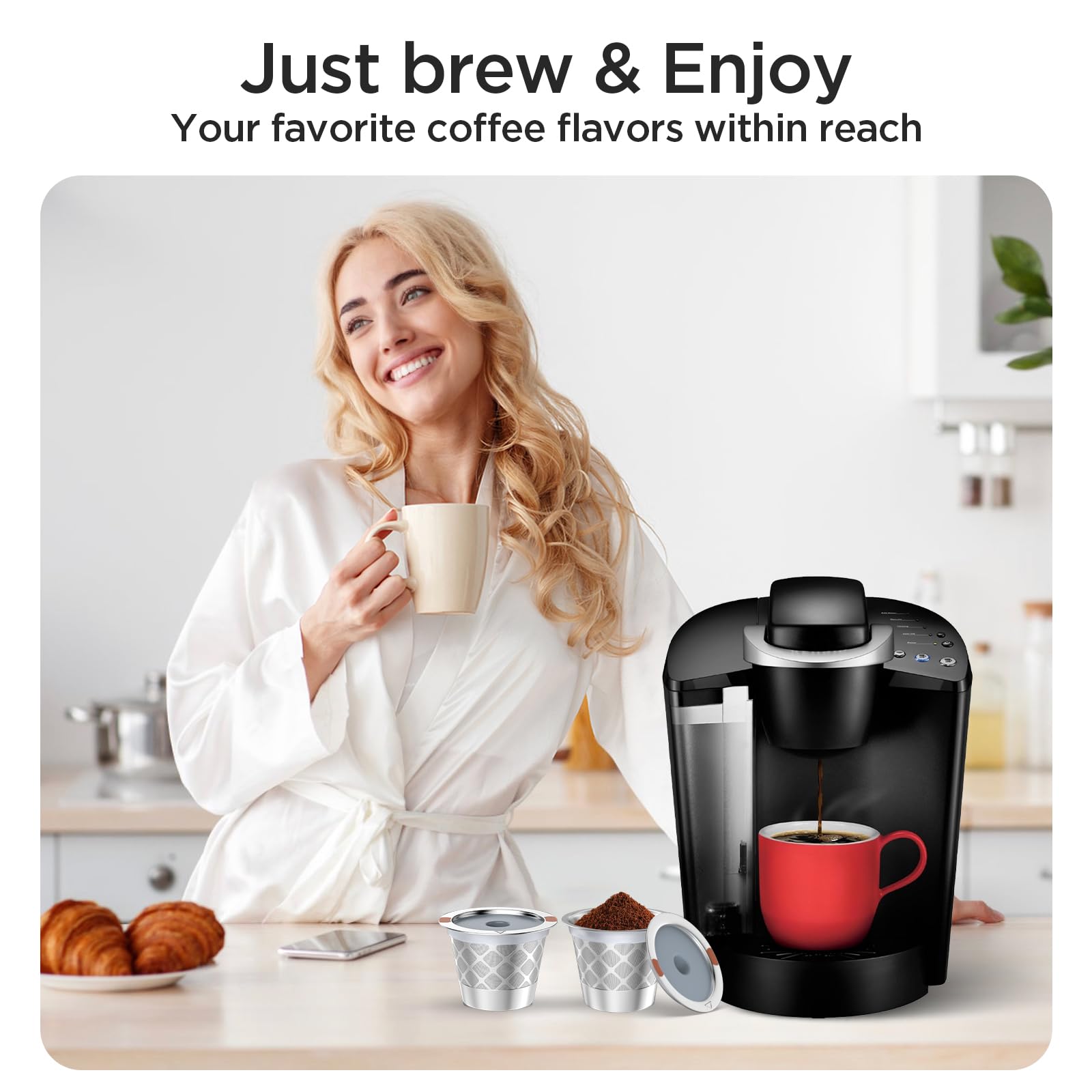 Reusable k Cup Coffee Filters,Universal stainless steel Refillable k Cups Filter Use for K 2.0 and