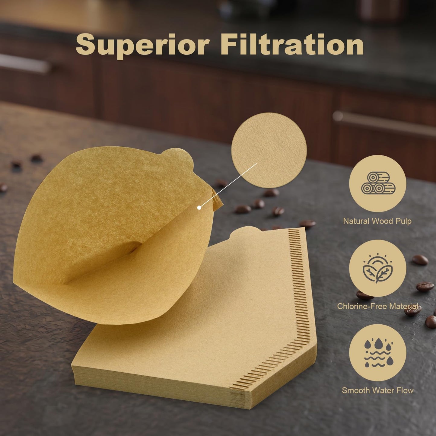 100 Count Coffee Filter 2,Cone Coffee Filters,Filter 2-4 Cups of Coffee