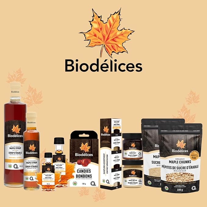 Biodélices Premium 100% Organic Maple Butter from Quebec - Pure Maple Butter Spread | 200g A Sumptuous Spread That Captures The Essence Of Quebec's Rich Maple Forests