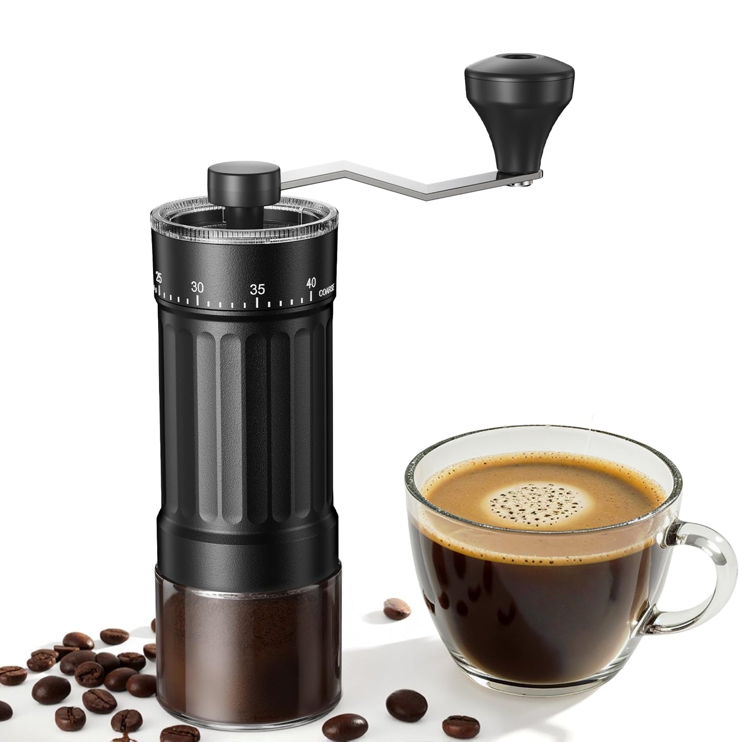 CEVING Mini Manual Coffee Grinder With 40 Adjustable Settings, Black
