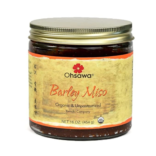 Ohsawa Yamaki - Organic 2-Year Unpasteurized Barley Miso, Macrobiotic, Vegan, Kosher, Fermented Soybean Paste, Rich Flavor, Traditional - 1 Lb