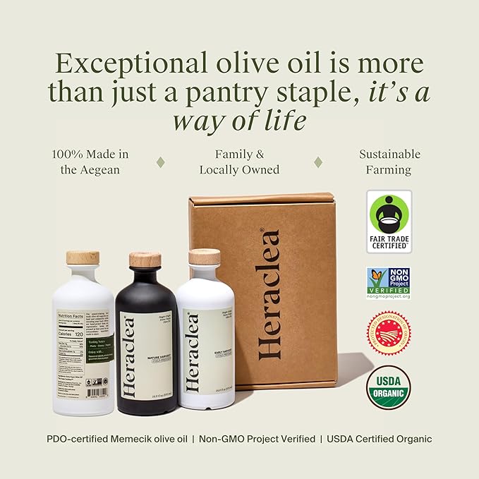 Heraclea - Early Harvest - Extra Virgin Olive Oil - Organic Olive Oil - Extra Virgin - Cold Pressed - Polyphenol Rich EVOO - 16.9oz Bottle