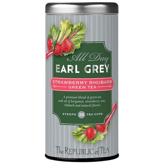 The Republic of Tea ??All Day Earl Greyì§?Strawberry Rhubarb Green Tea, Naturally Caffeinated, 36 Tea Bags