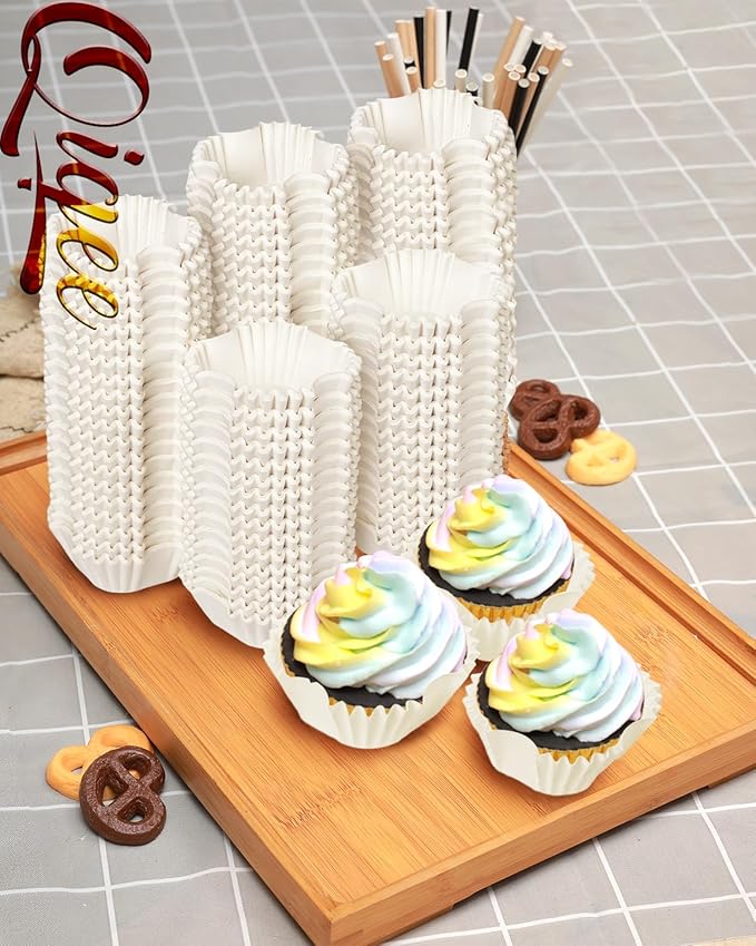 qiqee 500pcs White Square Cupcake Liners Muffin Linner No Smell, Food Grade Baking Cups竊늆tandard Sizeç«?,<div>