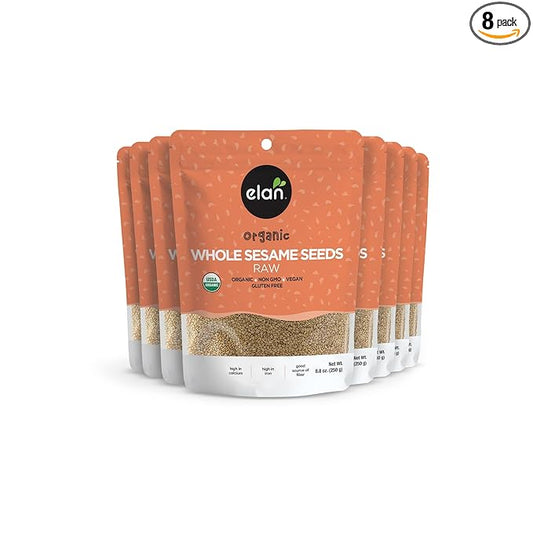 Elan Organic Sesame Seeds, Non-GMO, Vegan, Gluten-Free , 8 pack of 8.8 oz