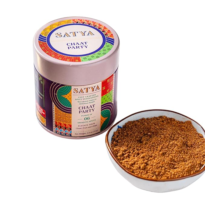 Satya Blends Chaat Powder- Spicy & Sweet Flavor 6 Spice Blend | Vegan | Low Sodium | Chaat Masala Seasoning for Salads | Gluten & Dye Free | Authentic Indian Spices and Seasoning- 2.5 Oz(Pack of 1)