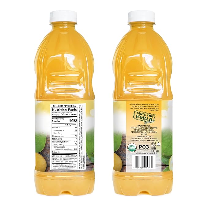 Sunberry Farms Organic Passion Fruit Nectar, Gluten Free, non-GMO, All Natural (64 Fl oz, Passion Fruit)