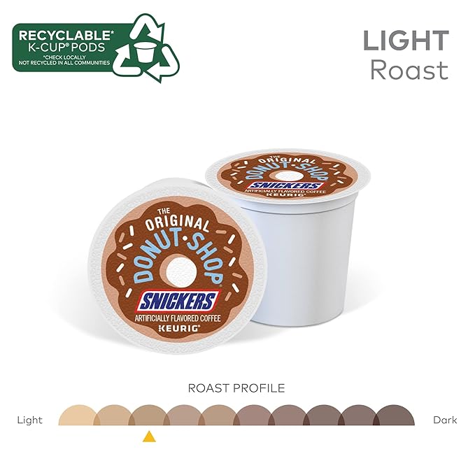The Original Donut Shop Snickers Coffee, Keurig Single Serve K-Cup Pods, Flavored Coffee, 96 Count (4 Packs of 24)
