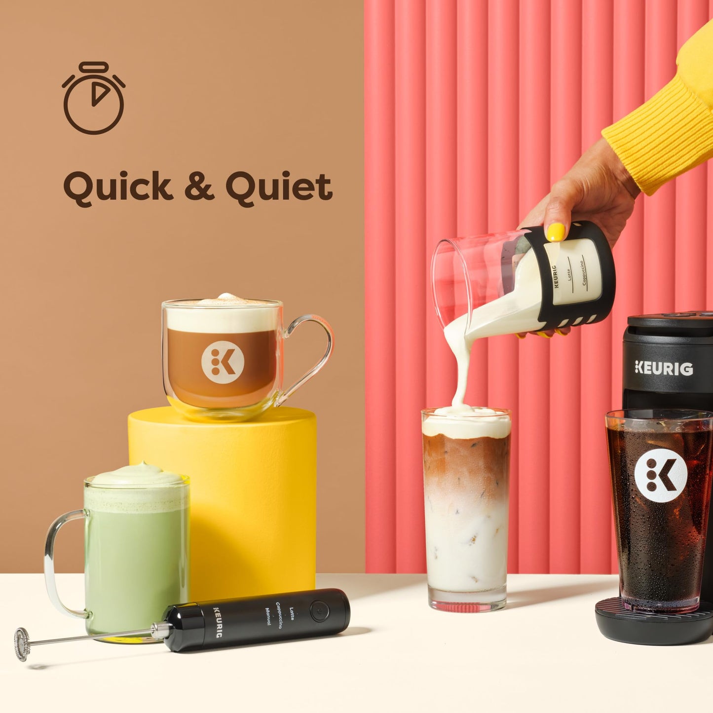 Keurig SimpleCafe Frother, Rechargeable Handheld Milk Frother for Lattes, Cappuccinos & Iced