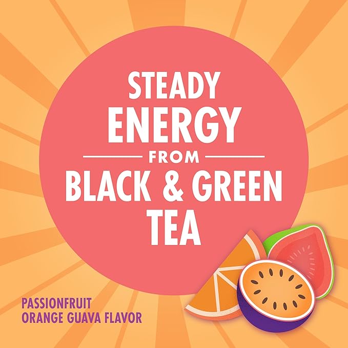 V8 +Energy Passionfruit Orange Guava Juice Energy Drink, 8 fl oz Can (6 Pack)