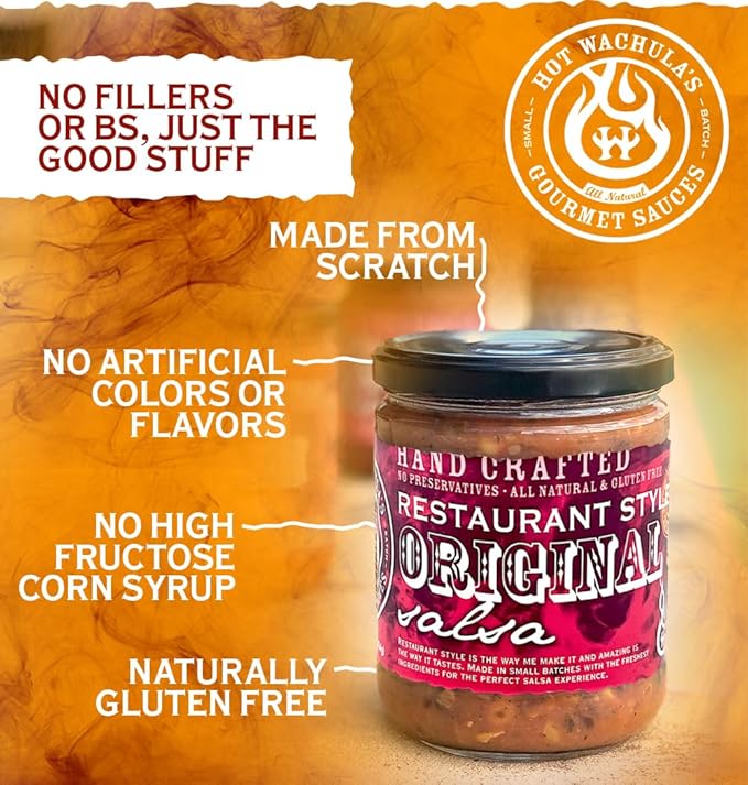 Hot Wachula?셲 Restaurant Style Salsa | Medium | Hand Crafted Small Batch Salsa | Made with Fresh All Natural Ingredients | Gluten Free | No Sugar Added | Low Sodium