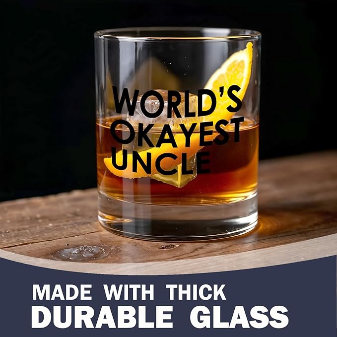 Funny Uncle Whiskey Glasses 10 oz, Uncle Gifts for Birthday Christmas from Niece Nephew Old Fashioned Rocks Glasses for Drinking Scotch Bourbon Cocktail Liquor Vodka
