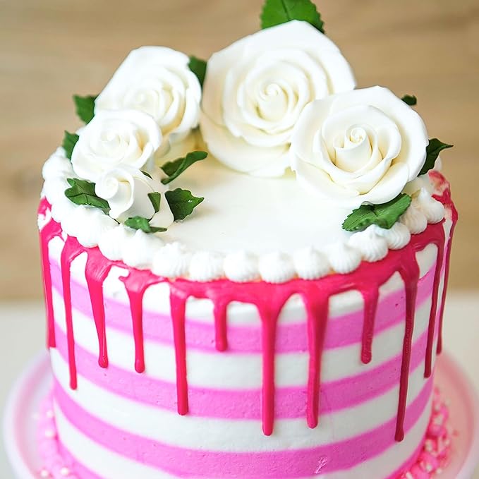 Global Sugar Art Exquisite Edble Rose & Leaf Sugar Cake Flowers Tray White, Unwired by Chef Alan Tetreault