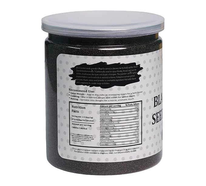 Black Cumin Seed Powder 8oz - Ground Nigella Sativa, Kalonji - Comino Negro en Polvo for Cooking, Smoothies, and Natural Flavor Boost, Long-Lasting Aroma - By Yogis Gift짰