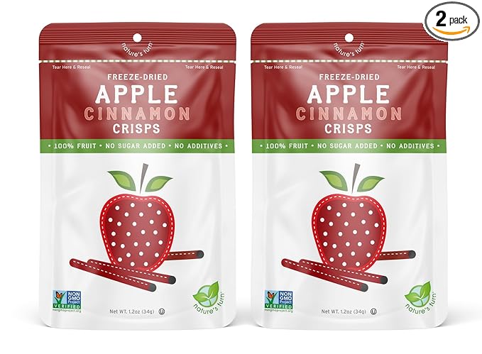 Nature???Turn Freeze-Dried Fruit Snacks, Apple Cinnamon Crisps, Pack of 2 (1.2 oz Each)