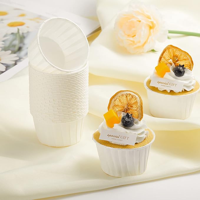 Brown Cupcake Liners Standard Size, 30pcs Christmas Muffin Baking Cups,Cupcake Holders Paper, Heavy Duty Greaseproof Wrappers for Wedding,Baby Showers,Gift,With 3 Decorations, White (CK001AW-US30)