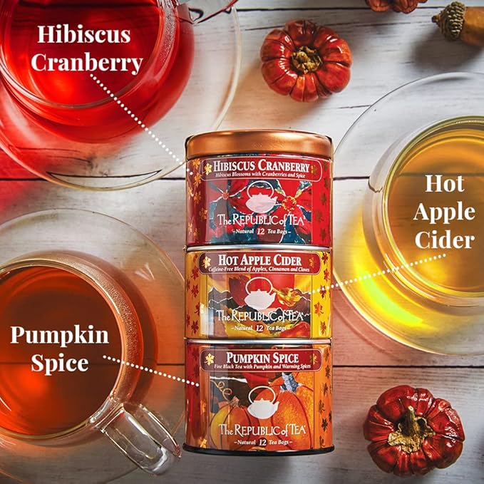 The Republic of Tea ??Harvest Stackable Tea Tin, Autumn Assortment, 36 Tea Bags