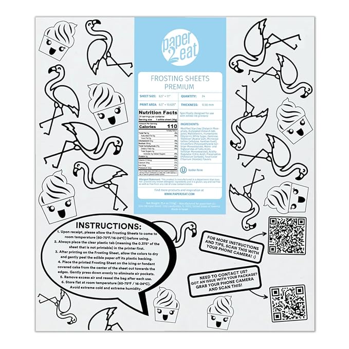paper2eat Frosting Sheets Premium 8.5“ x 11“ – 24 count – White Edible Icing Sheets