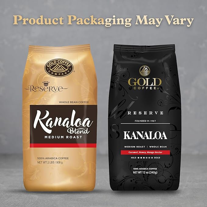 Gold Coffee | Kanaloa Premium House Blend, Medium Roast, Whole Bean | 100% Arabica Coffee, 2 lbs. (Pack of 2)