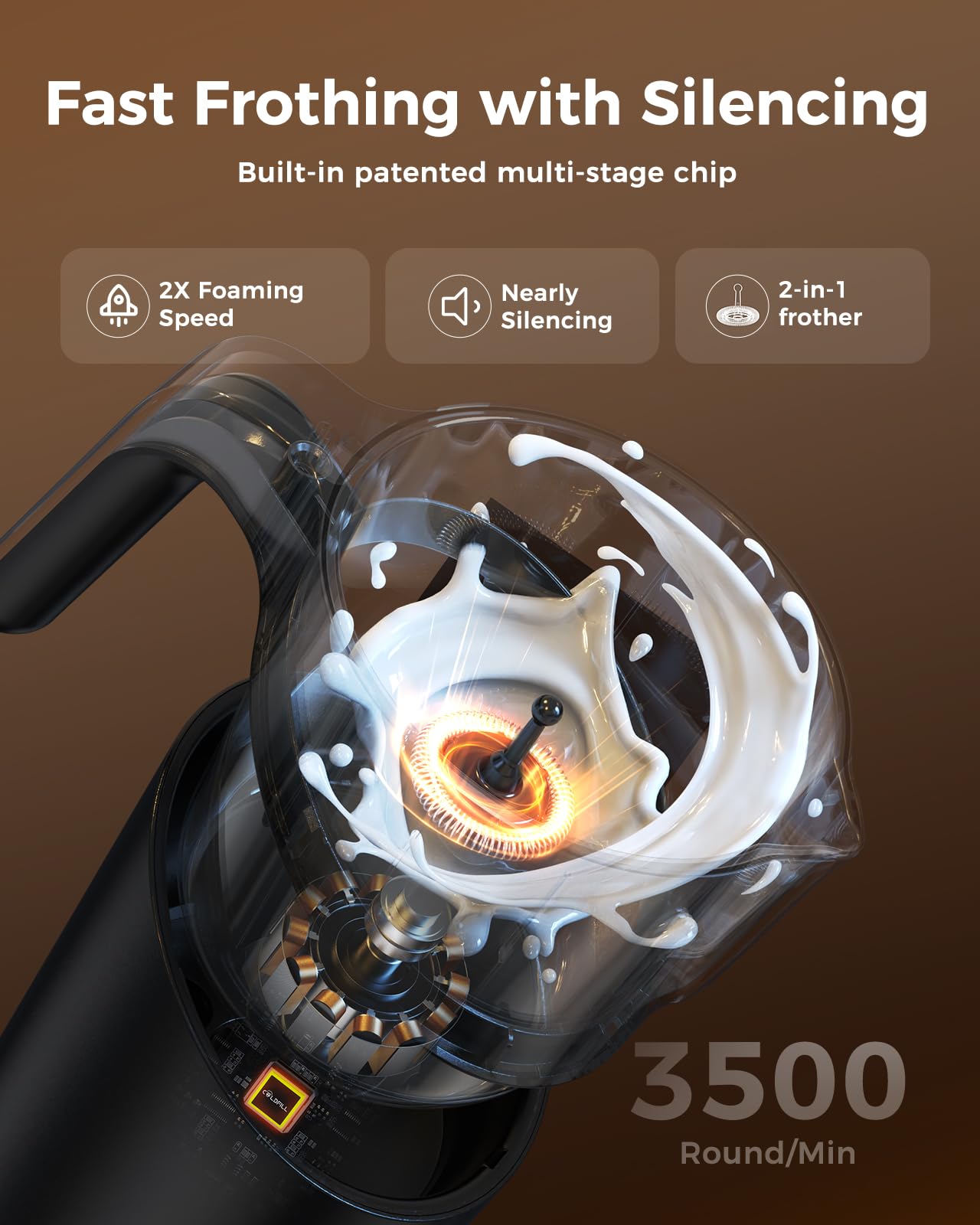 COLDFILL 8-in-1 Milk Frother, 21.16oz/600ml Large Capacity Milk Frother and Steamer, Electric