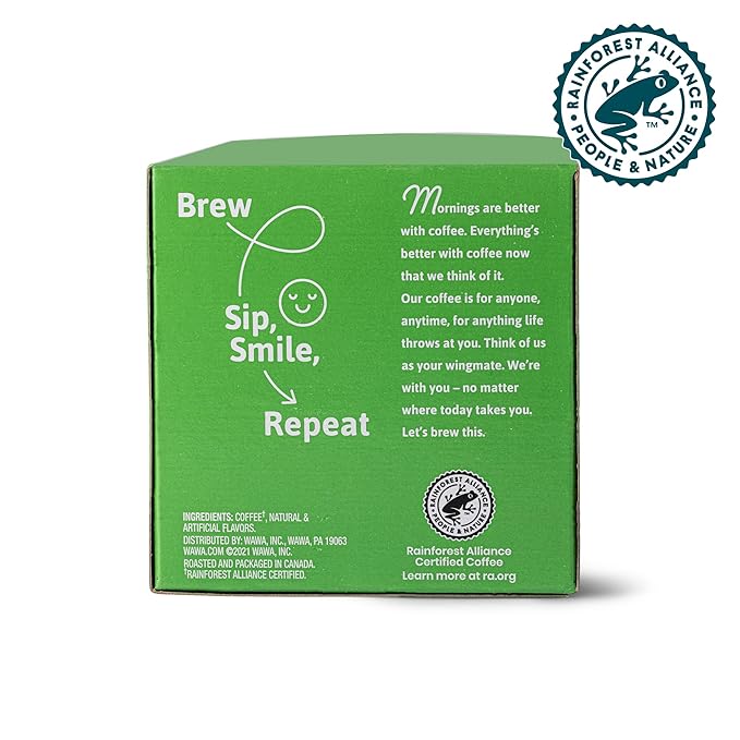 Wawa Mild Roast Single Cup Hazelnut Coffee Pods, 12 Pods, 1 Box, Lightly Roasted, Nutty Smooth Balanced Blend, Single Serve, 100% More Responsibly Sourced from Rainforest Alliance Certified Farms