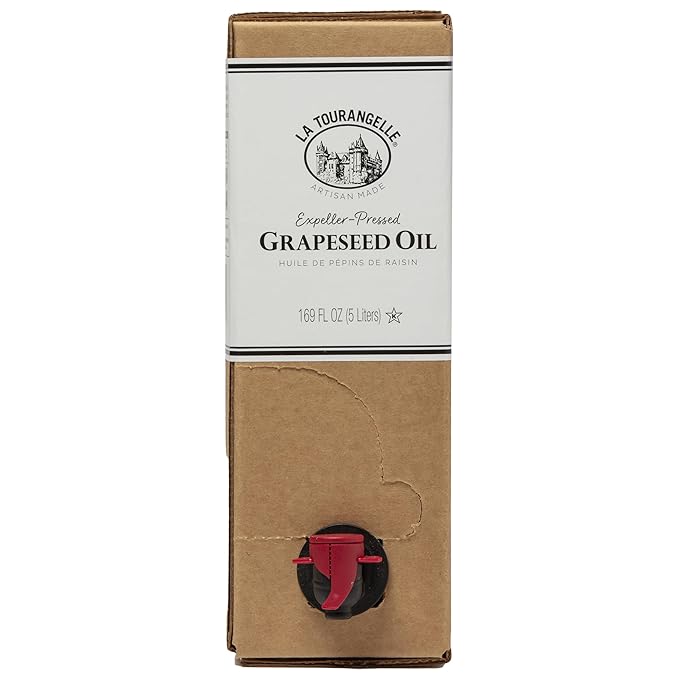 La Tourangelle, Expeller-Pressed Grapeseed Oil, High Heat Neutral Cooking Oil, Cast Iron Seasoning, Also Great for Skin, Hair, and DIY Beauty Recipes, 5 Liters