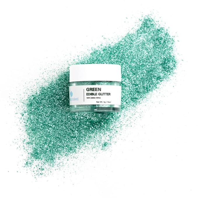 Sweets Indeed, Edible Glitter, Perfect for Drinks, Cocktails, Beverages & Cake Decorating, Dessert Cake Topper, Gift, 4 grams (Green Edible Glitter)
