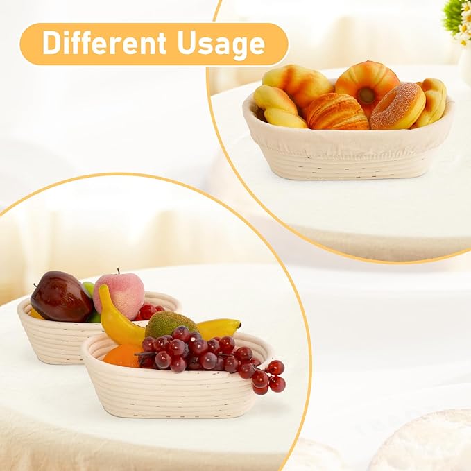 Nisorpa 10 Sets Banneton Bread Proofing Basket Sourdough Proofing Baskets Bread Baking Bowl Kit with Cloth Liner and Dough Scraper for Home Bread Bakers(10 Inch)
