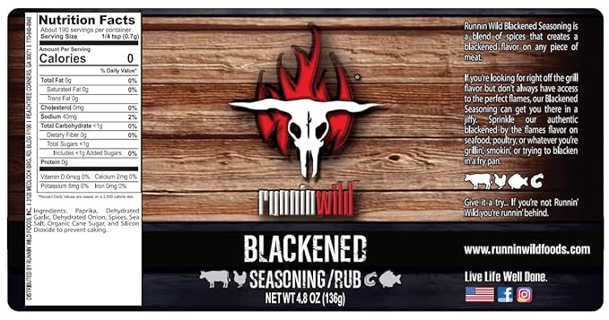 Runnin??Wild Signature Blackened Seasoning ??Irresistible Cajun Spice Blend for Chicken, Salmon, Shrimp & Fish | Bold & Flavorful Gourmet Blackening Rub, No Artificial Flavors or MSG added - 4.8oz