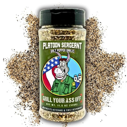 GYAO PSG Salt Pepper Garlic Seasoning – All-Natural BBQ Seasoning for Steak, Burgers, Pork & Chicken – MSG & Gluten -USA Made & 100% Veteran Owned