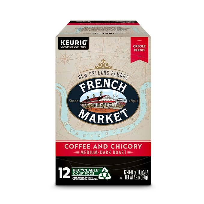 French Market Coffee & Chicory Medium-Dark Roast Single Serve Coffee Pods, 12ct Box (Pack of 3)