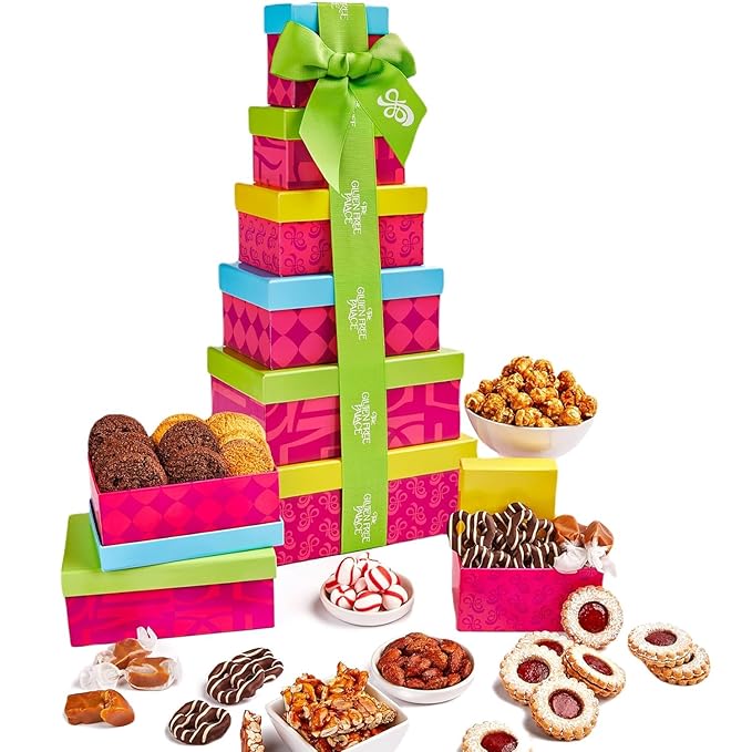 Gluten Free Palace Gift Basket Tower ??Mother?셲 Day Treats ??6-Tier Festive Gluten Free Cookies Gift Basket Treat Tower ??Father?셲 Day Gifts Sweets ??Family, Birthday & Thank You Gift Set