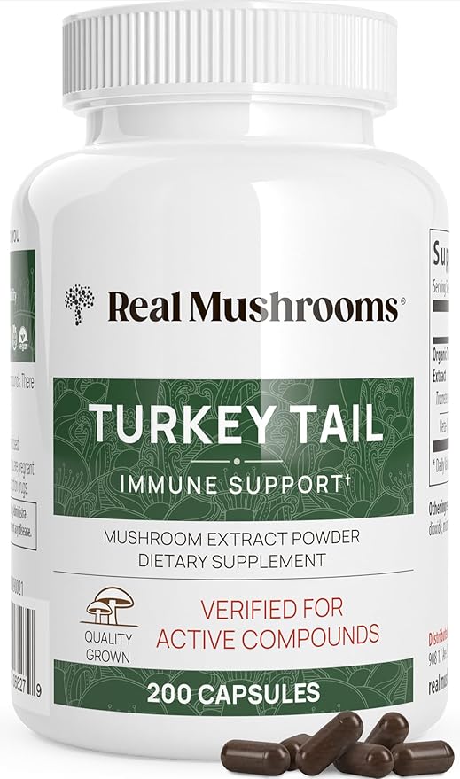 Real Mushrooms Turkey Tail Capsules ??Organic Mushroom Extract for Daily Wellness, Gut Harmony