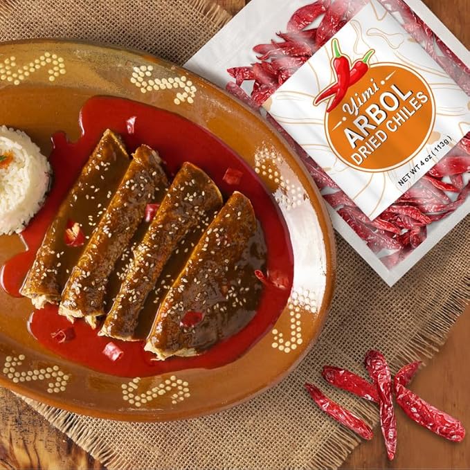 Yimi Dried Chili Peppers 3 Pack Bundle - Arbol, Guajillo, Sichuan Spicy Hot Chiles, Super Pack of Dry Whole Pepper Chiles, for Mexican Asian Dish (18oz Total), Ideal for Gift