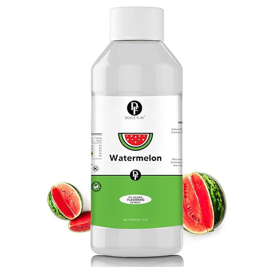 Dolce Flav Watermelon Extract 8 oz ??Kosher, Sugar-Free, Concentrated Juicy Watermelon Flavoring for Baking, Chocolates & Desserts, Includes Measured Dropper