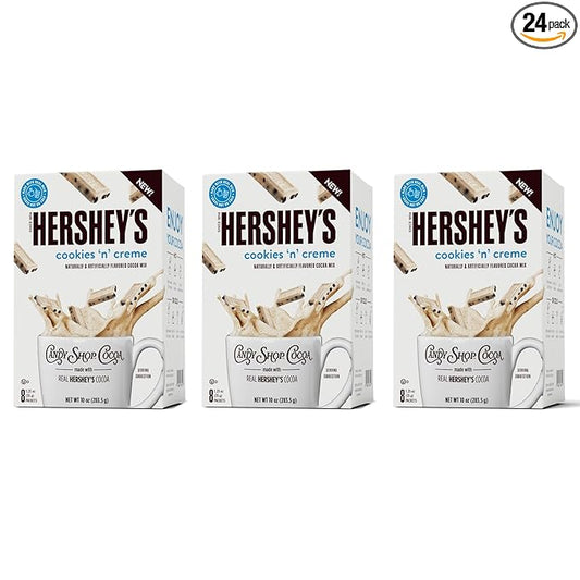 Candy Shop Cocoa HERSHEY'S COOKIES 'N' CREME Cocoa Mix, Hot Chocolate, Make Hot or Iced Cocoa, Made With Real Milk, Gluten Free, 1.25 oz Packet (24 count)