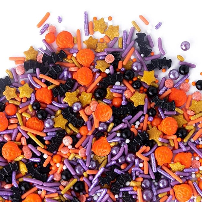 Sweets Indeed Toil & Trouble Halloween Sprinklefetti Mix ??4 oz Jar | Sprinkles with Pumpkins, Bats, Jimmies, Nonpareils, Sugar Pearls & Quins | Spooky Cookie & Cupcake Decorations